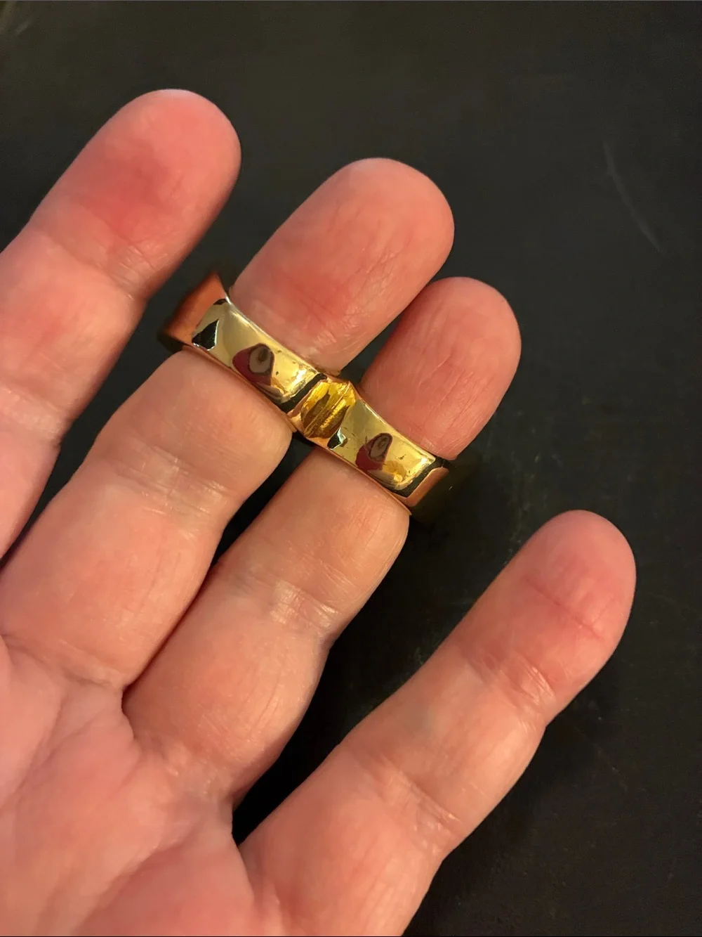 LOVE Gold Double-Finger Statement Ring  NWOT